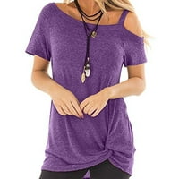 S vrhova ramena za žene y2k vrhovi kratkih rukava s kratkim rukavima redovne fit majice pulover majice vrhovi