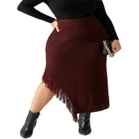 Elegantni obični maroon plus suknje džempera veličine