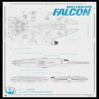 Laminirani plakat s crtežom Millennium Falcon iz Ratova zvijezda