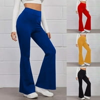 OTVOK Womens casual vitki visoki elastični struk Sportske boje solidne boje joge hlače