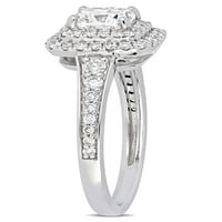 Miabella 1- Carat T.W. Dijamant 14K bijelo zlato dvostruki halo zaručnički prsten