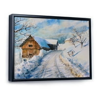 Umjetnički dizajn vikendica u zimskim planinama mumbo mumbo & jumbo uokvirena slika na platnu. široko u. visokokvalitetno