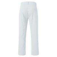 Bijele teretne hlače za muškarce muški casual poslovni poslovni solidne tanke hlače za patentni zatvarač u džep