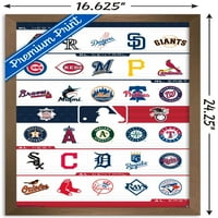 Trendovi International MLB liga - Poster za zid logotipa 16.5 24.25 .75 verzija s brončanom okvirom