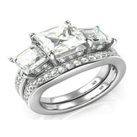 SZ Sterling Silver Carat Princess Cut Cubic Circonia CZ zaručnički prsten set