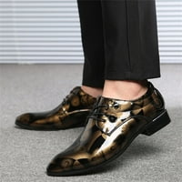 Puntoco ravne cipele za muškarce Clearcan muški šiljasti nožni prst Svijetla čipkana kožna cipela za vjenčane
