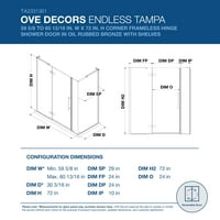 OVE Decors Tampa 60- in. W in. H pravokutni otvor za tuširanje u kutu bez okvira u Orb