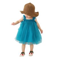 Djevojčice s malim dijelom haljine bez rukava kratka haljina casual print plava 90