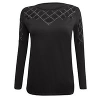 Ženske košulje u prodaji Plus size ženske casual majice s okruglim vratom dugih rukava otvorena bluza majica Crna