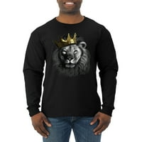 Divlji Bobbi, Kralj lavova sa zlatnom krunom Art, ljubitelj životinja, muška košulja dugih rukava, Crna, Plus