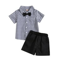 Dječja odjeća za dječake ljetno odijelo karirana košulja kratkih rukava leptir mašna crne kratke hlače izvedbeno